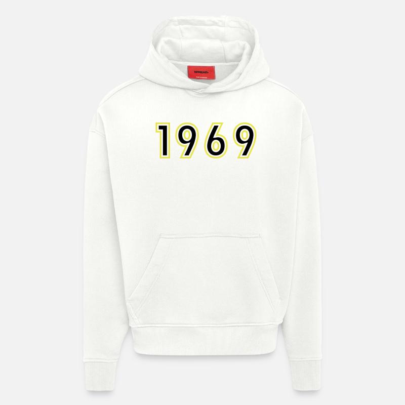 1969 Année Anniversaire - Sweat à capuche bio épais oversize fabriqué en UE - OFF WHITE