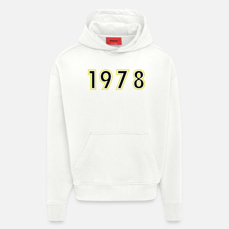 1978 Année Anniversaire - Sweat à capuche bio épais oversize fabriqué en UE - OFF WHITE