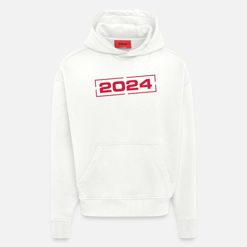 Anniversaire de l’année 2024 - Sweat à capuche bio épais oversize fabriqué en UE - OFF WHITE