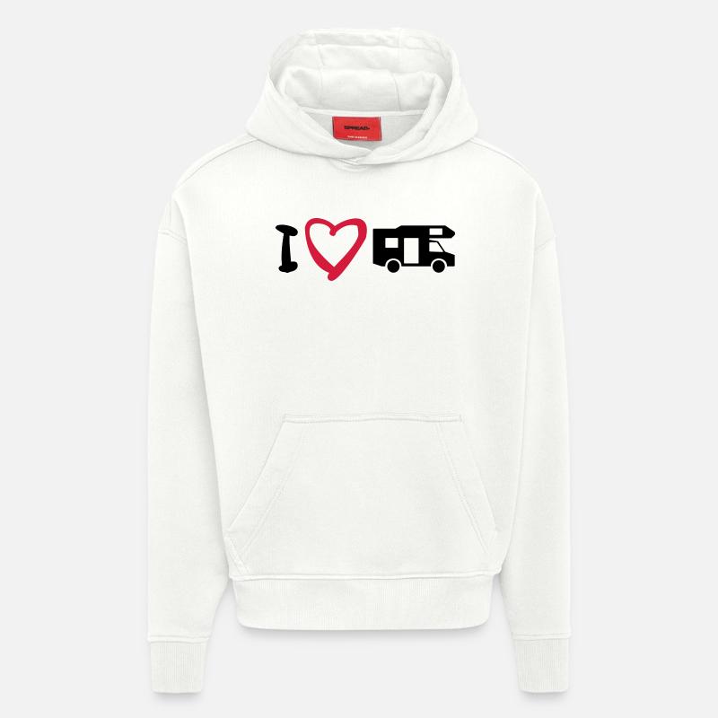 J'aime mon mobil-home 2 - Sweat à capuche bio épais oversize fabriqué en UE - OFF WHITE