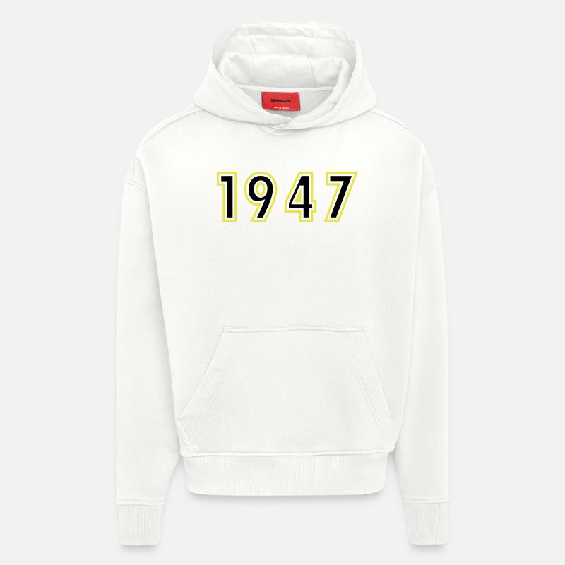 1947 Année Anniversaire - Sweat à capuche bio épais oversize fabriqué en UE - OFF WHITE
