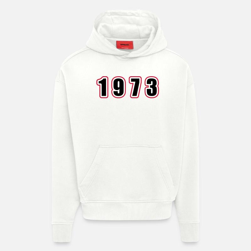 1973 Année Anniversaire - Sweat à capuche bio épais oversize fabriqué en UE - OFF WHITE