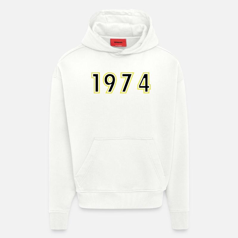 1974 Année Anniversaire - Sweat à capuche bio épais oversize fabriqué en UE - OFF WHITE