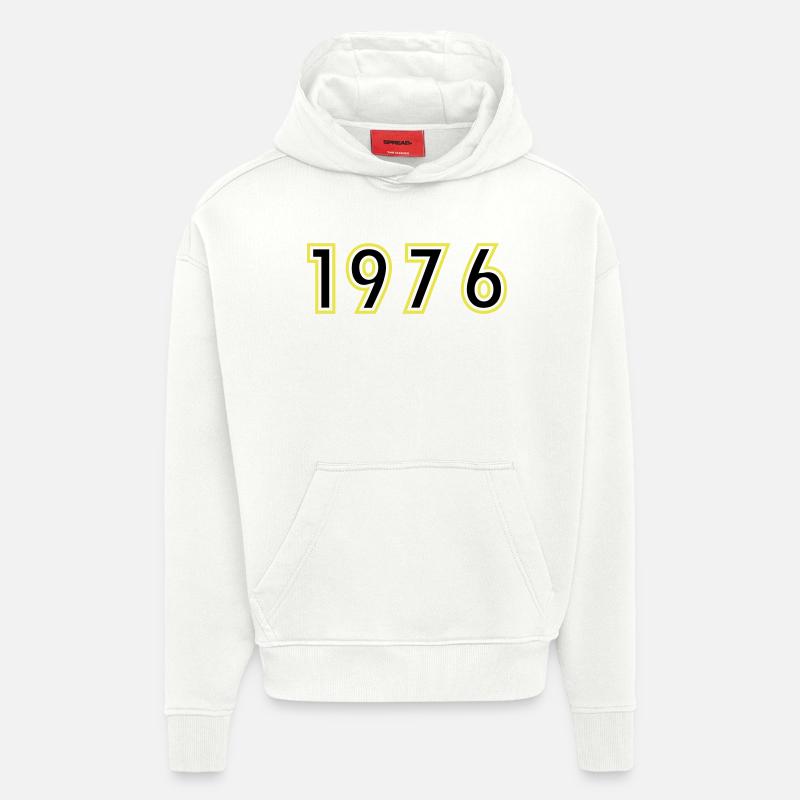 1976 Année Anniversaire - Sweat à capuche bio épais oversize fabriqué en UE - OFF WHITE