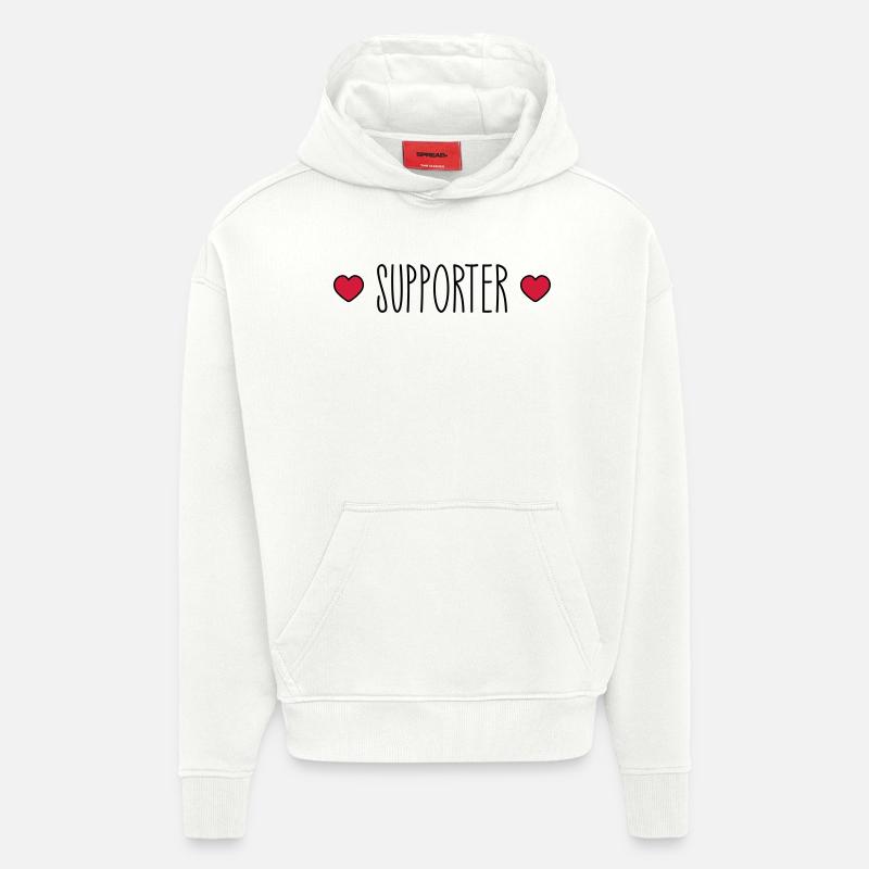 Cœur de supporter - Sweat à capuche bio épais oversize fabriqué en UE - OFF WHITE