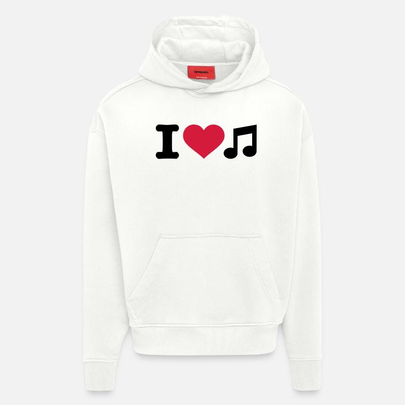 I love music - Sweat à capuche bio épais oversize fabriqué en UE - OFF WHITE