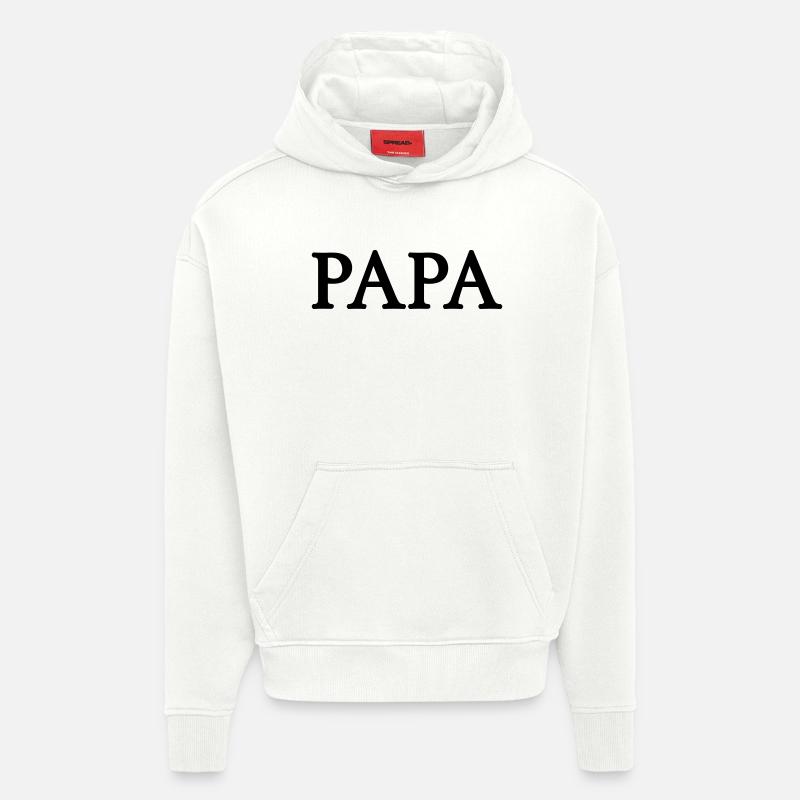 papa (1c) - Sweat à capuche bio épais oversize fabriqué en UE - OFF WHITE
