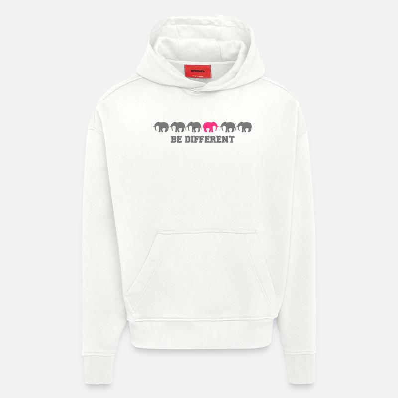 Elephants Be Different - Sweat à capuche bio épais oversize fabriqué en UE - OFF WHITE