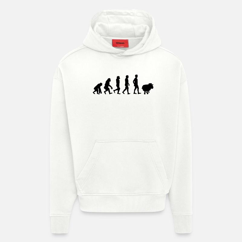 evolution mouton cadeau anti-système complotiste - Sweat à capuche bio épais oversize fabriqué en UE - OFF WHITE