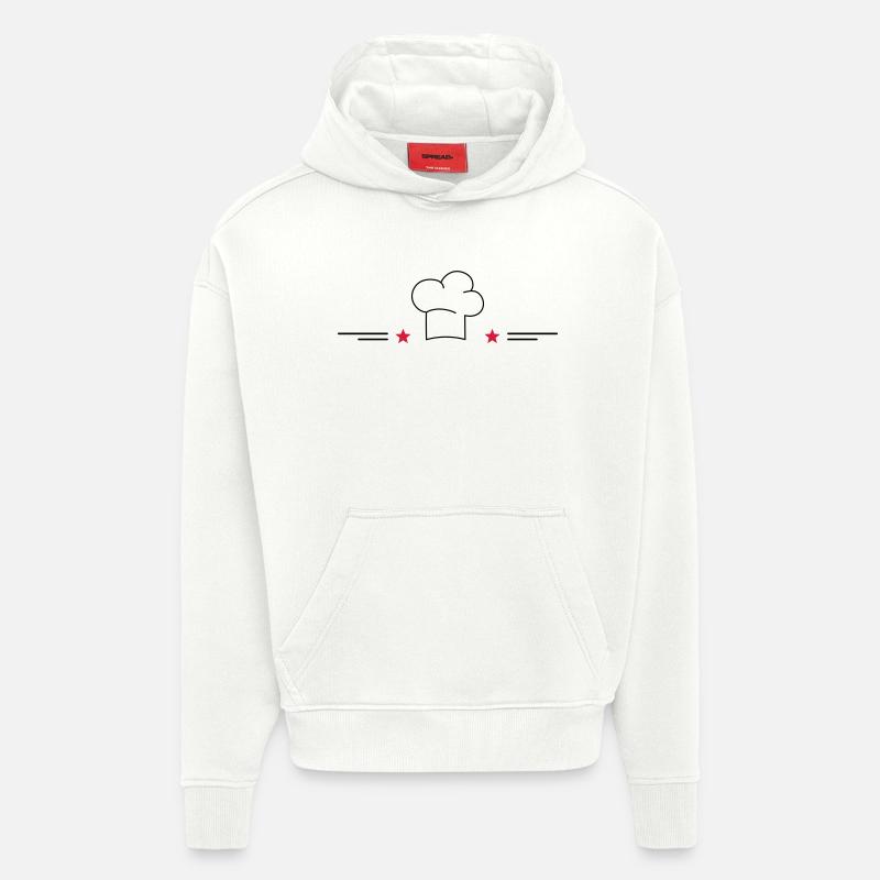 Toque de chef avec étoiles - Sweat à capuche bio épais oversize fabriqué en UE - OFF WHITE