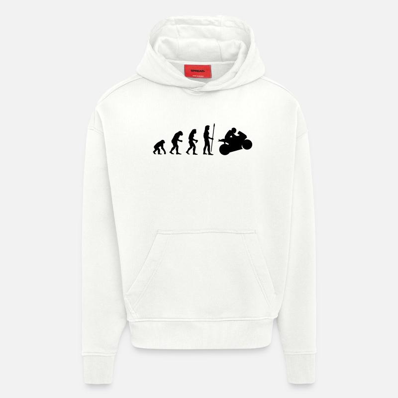 evolution_motorbike1 - Sweat à capuche bio épais oversize fabriqué en UE - OFF WHITE