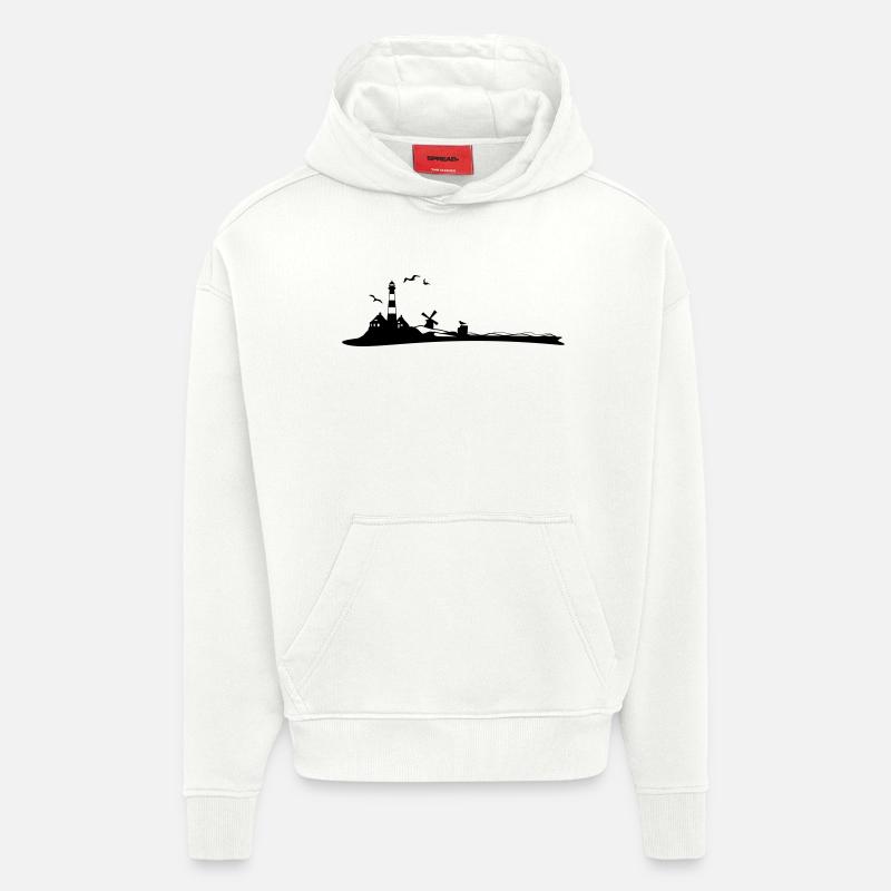 Landschaft - Leuchtturm - Hoodie- made by SPREAD  - OFF WHITE