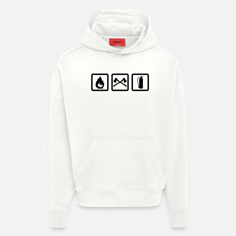 pompiers - Sweat à capuche bio épais oversize fabriqué en UE - OFF WHITE
