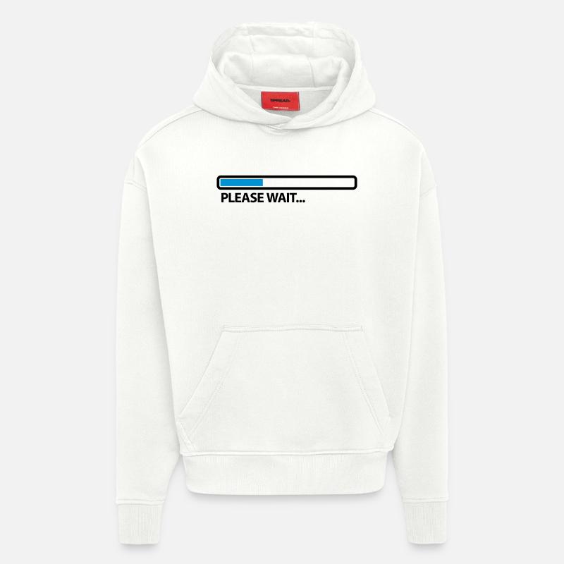 please_wait_2c - Sweat à capuche bio épais oversize fabriqué en UE - OFF WHITE