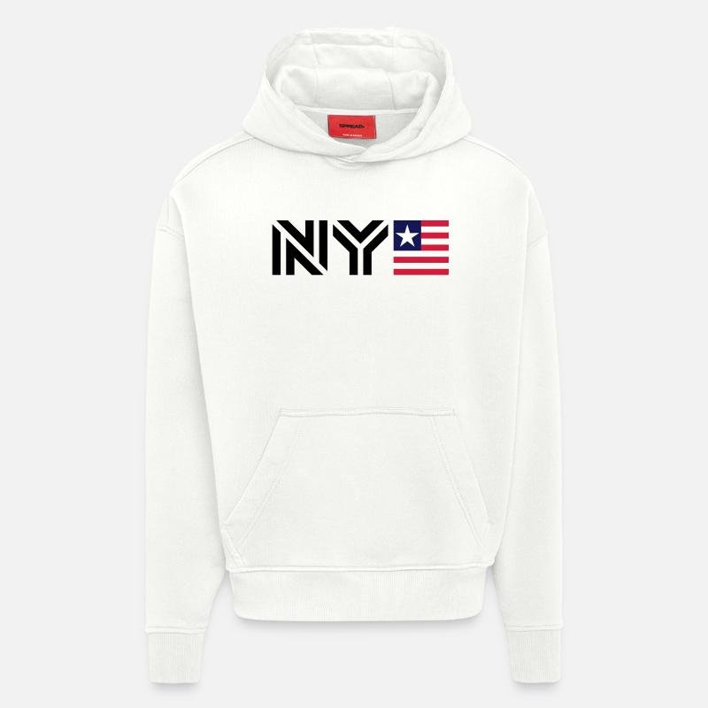New York__V004 - Sweat à capuche bio épais oversize fabriqué en UE - OFF WHITE