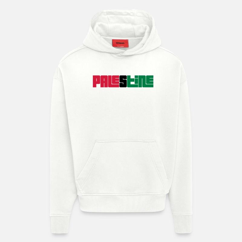 Palestine - Sweat à capuche bio épais oversize fabriqué en UE - OFF WHITE