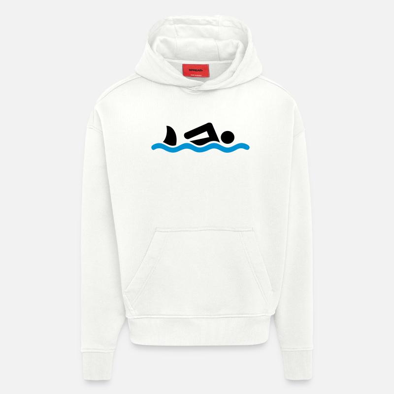 nager avec le requin - Sweat à capuche bio épais oversize fabriqué en UE - OFF WHITE