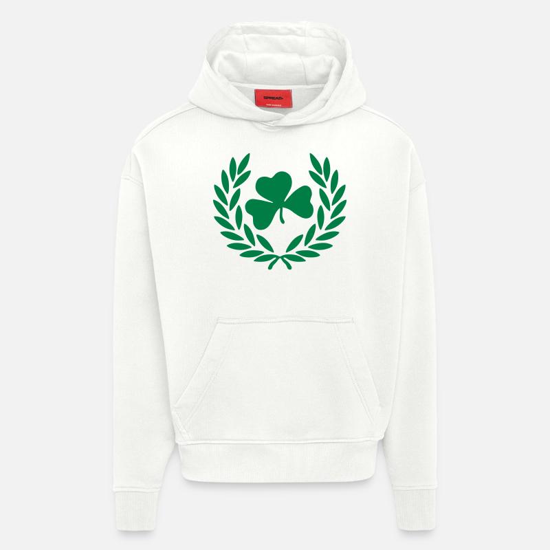 fleur de trèfle couronne - Sweat à capuche bio épais oversize fabriqué en UE - OFF WHITE