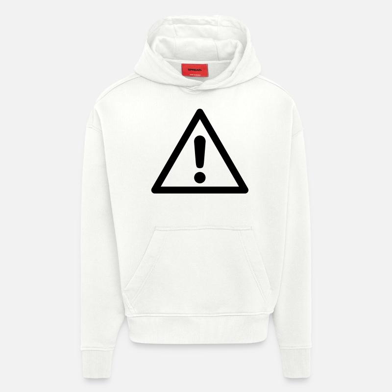 Symbole de danger - Danger général - Sweat à capuche bio épais oversize fabriqué en UE - OFF WHITE