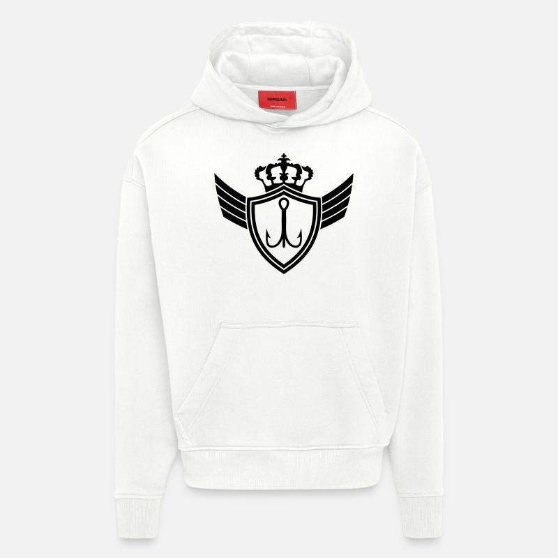 Fishhook Blazon - Sweat à capuche bio épais oversize fabriqué en UE - OFF WHITE