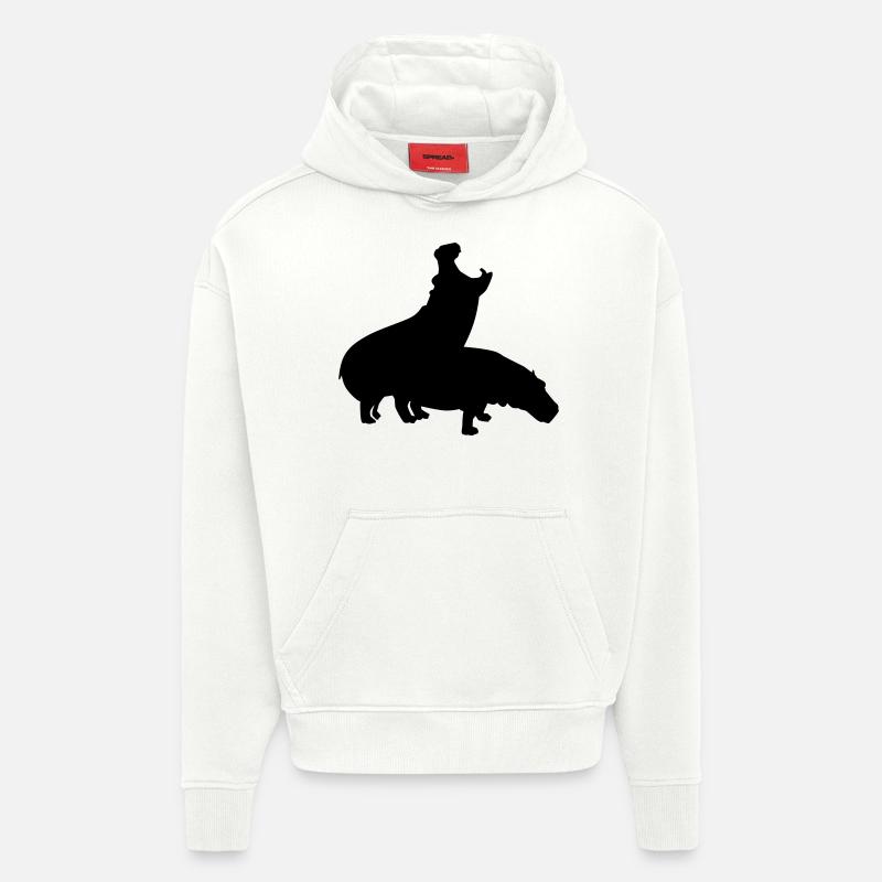 Hippopotame - Sweat à capuche bio épais oversize fabriqué en UE - OFF WHITE