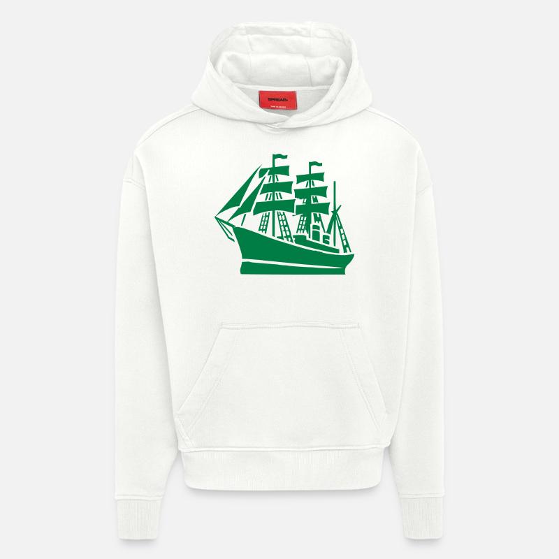 Expédition de bateaux - Sweat à capuche bio épais oversize fabriqué en UE - OFF WHITE