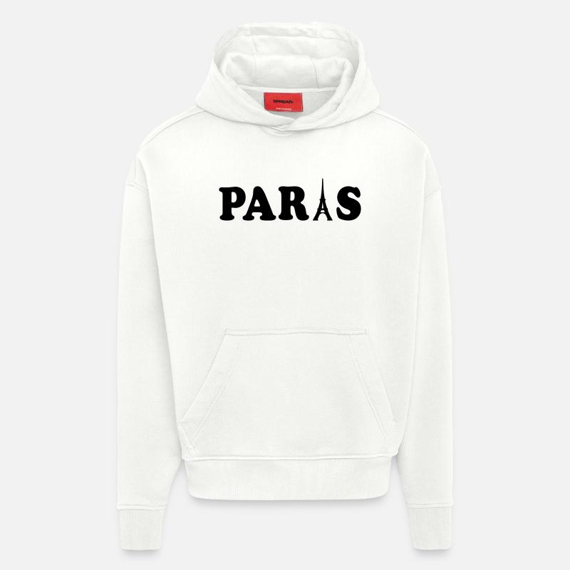 paris Tour Eiffel - Sweat à capuche bio épais oversize fabriqué en UE - OFF WHITE