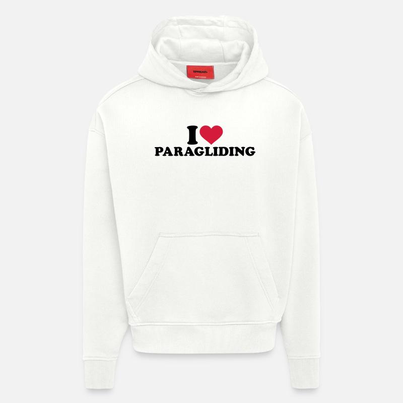 I love Paragliding - Sweat à capuche bio épais oversize fabriqué en UE - OFF WHITE