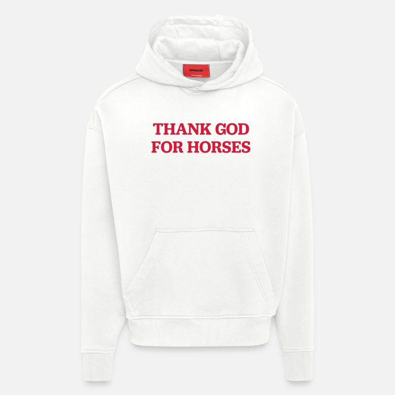 Chevaux - Sweat à capuche bio épais oversize fabriqué en UE - OFF WHITE