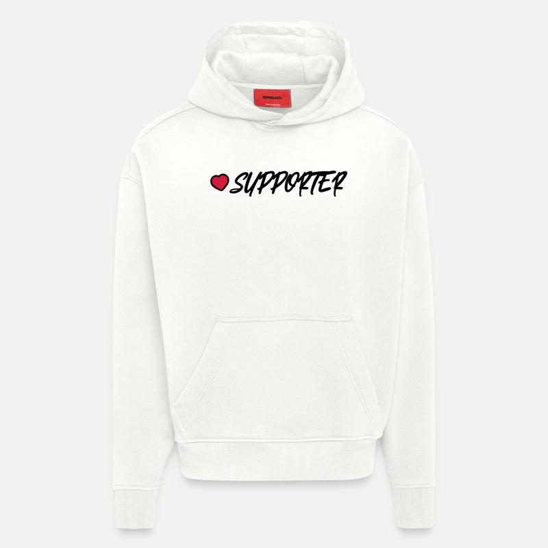Cœur de supporter - Sweat à capuche bio épais oversize fabriqué en UE - OFF WHITE