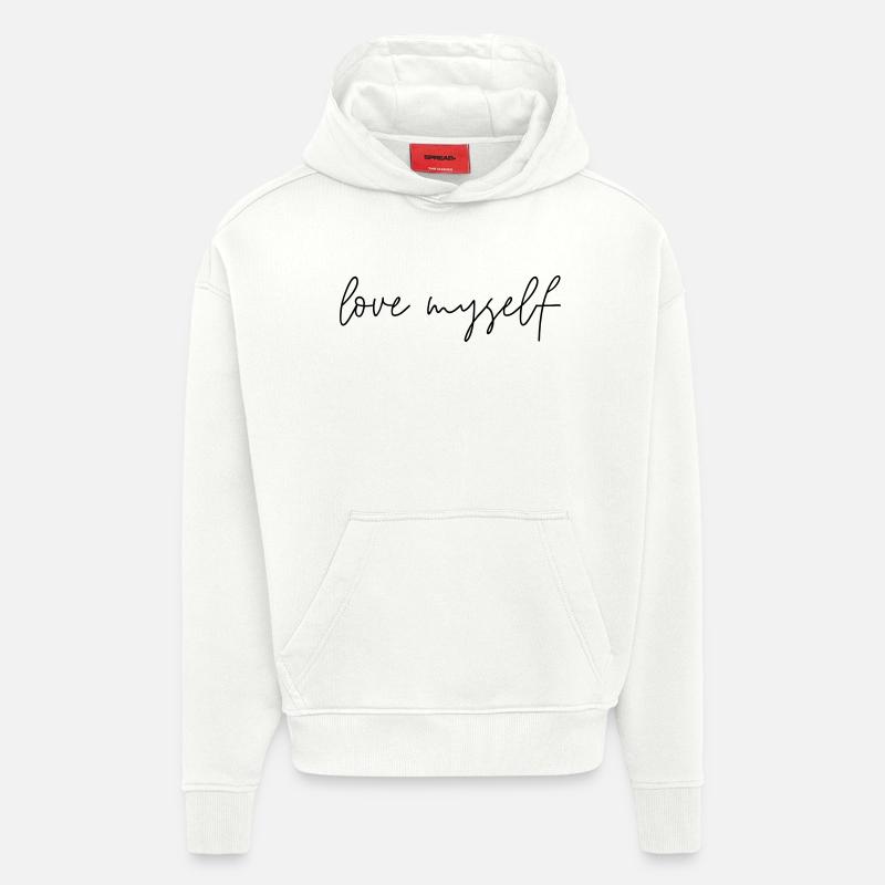 S’aimer moi-même - Sweat à capuche bio épais oversize fabriqué en UE - OFF WHITE