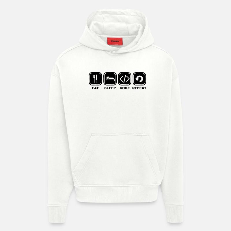 Eat, sleep, Code, Repeat - Hoodie- made by SPREAD  - OFF WHITE