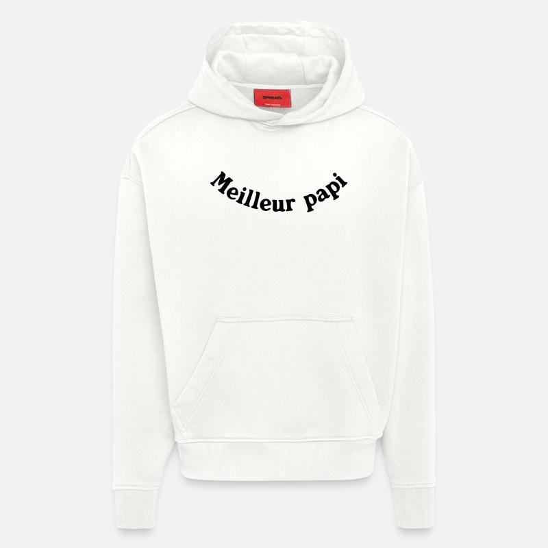 MEILLEUR PAPI - Sweat à capuche bio épais oversize fabriqué en UE - OFF WHITE