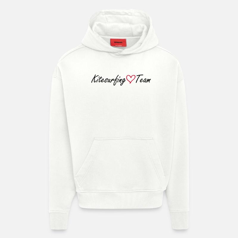 Équipe de kitesurf Cœur - Sweat à capuche bio épais oversize fabriqué en UE - OFF WHITE