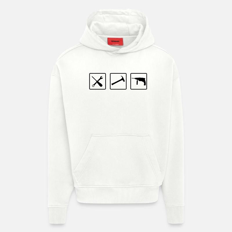 handwerker_1__f1 - Sweat à capuche bio épais oversize fabriqué en UE - OFF WHITE