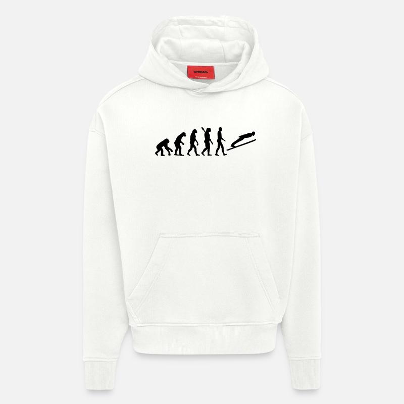Évolution Saut à ski - Sweat à capuche bio épais oversize fabriqué en UE - OFF WHITE