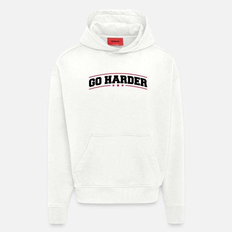 go_harder_bv2 - Sweat à capuche bio épais oversize fabriqué en UE - OFF WHITE