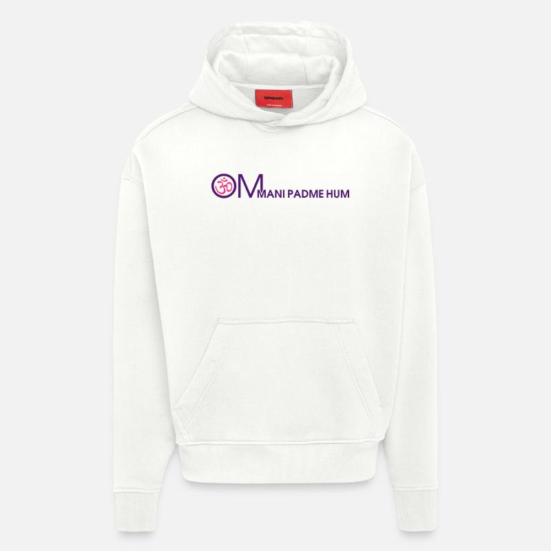 om mani padme hum - Sweat à capuche bio épais oversize fabriqué en UE - OFF WHITE