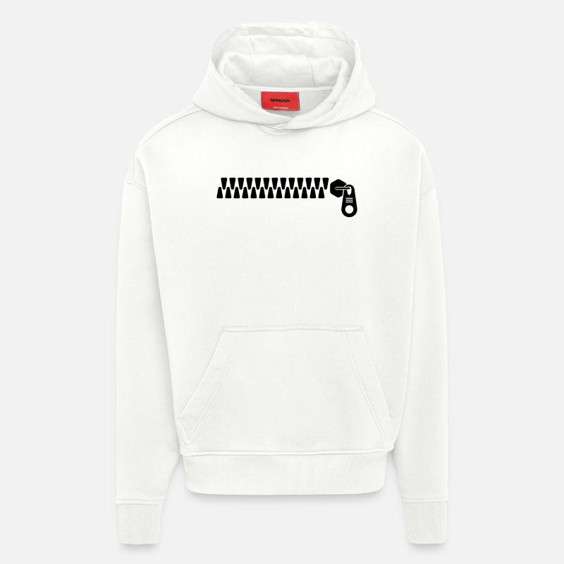 Fermeture éclair - Sweat à capuche bio épais oversize fabriqué en UE - OFF WHITE