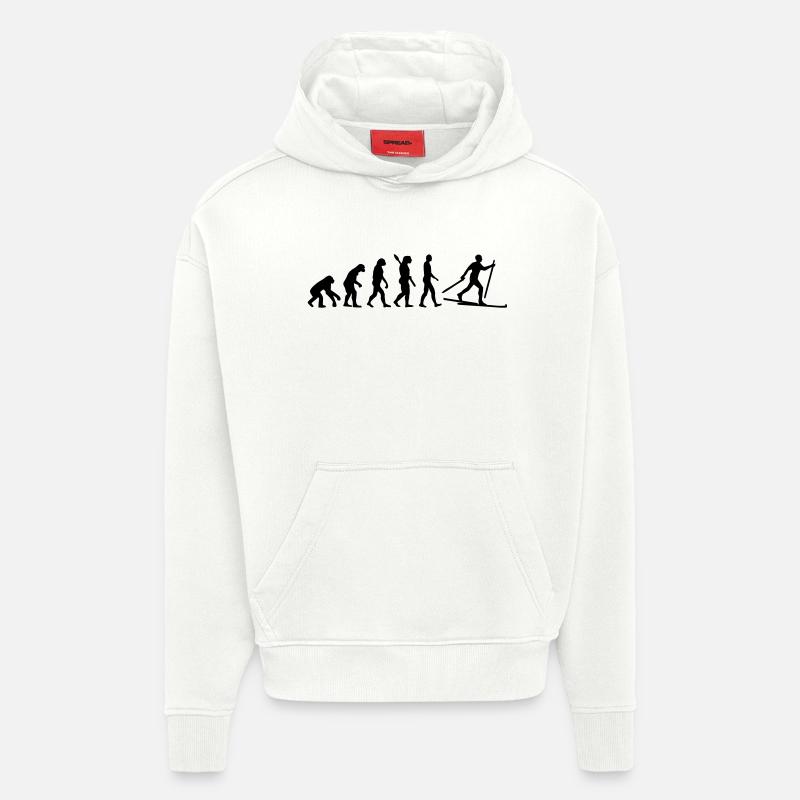 Évolution Ski de fond - Sweat à capuche bio épais oversize fabriqué en UE - OFF WHITE