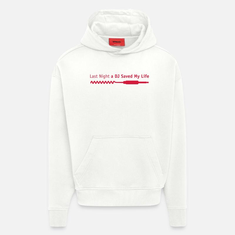 last_night_dj - Sweat à capuche bio épais oversize fabriqué en UE - OFF WHITE