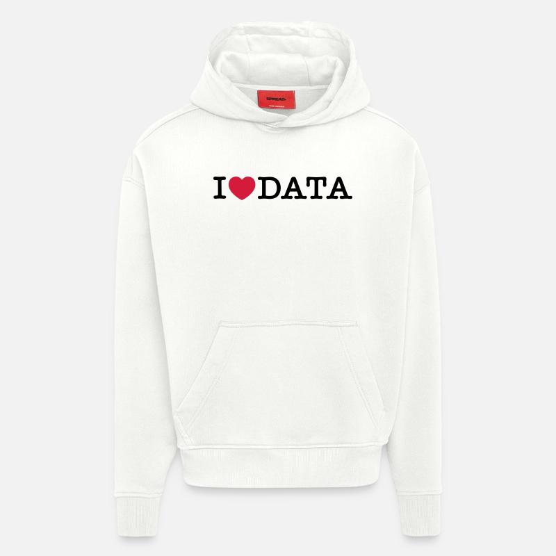 I Love Data - Sweat à capuche bio épais oversize fabriqué en UE - OFF WHITE