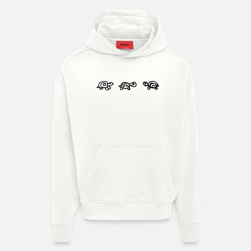 3 tortues - Sweat à capuche bio épais oversize fabriqué en UE - OFF WHITE