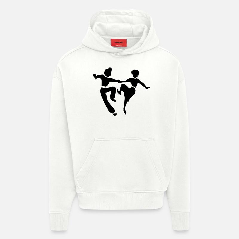 On y danse Rock&Roll rétro - Sweat à capuche bio épais oversize fabriqué en UE - OFF WHITE