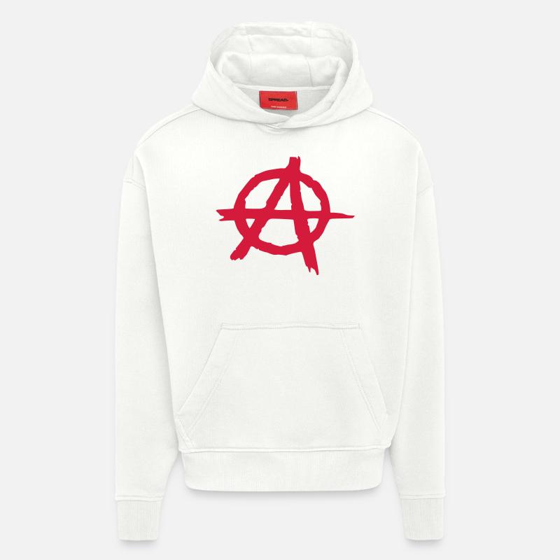 Anarchy__V001 - Sweat à capuche bio épais oversize fabriqué en UE - OFF WHITE