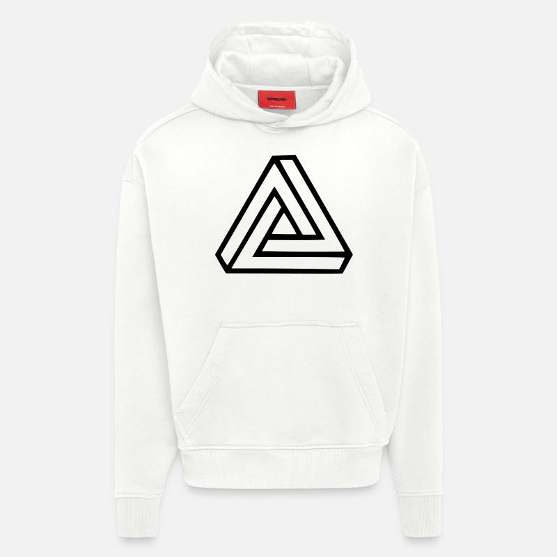 Triangle Illusion - Sweat à capuche bio épais oversize fabriqué en UE - OFF WHITE