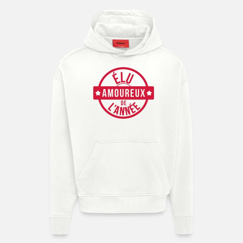 élu Amoureux de l'année ! - Sweat à capuche bio épais oversize fabriqué en UE - OFF WHITE
