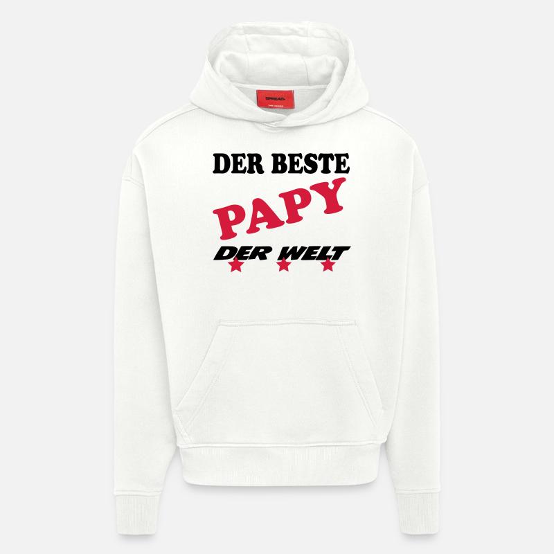 DER BESTE PAPY 200 - Sweat à capuche bio épais oversize fabriqué en UE - OFF WHITE