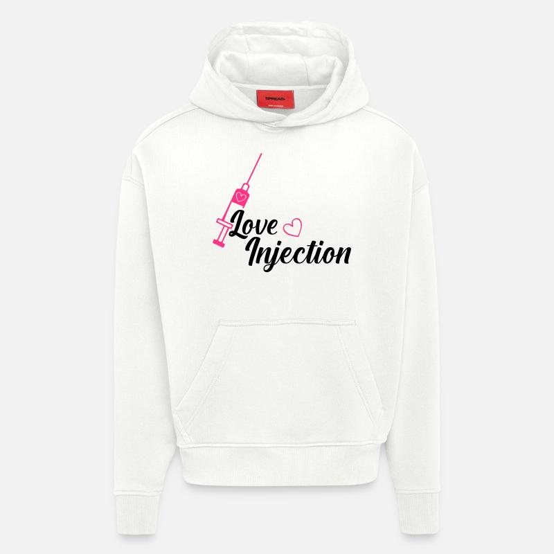 injection d’amour - Sweat à capuche bio épais oversize fabriqué en UE - OFF WHITE