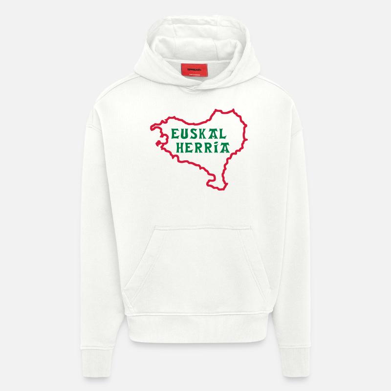 Pays Basque - Euskal Herria - Sweat à capuche bio épais oversize fabriqué en UE - OFF WHITE